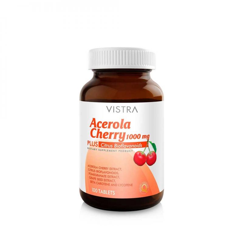 VISTRA Acerola Cherry 1000 mg 100เม็ด. วิสทร้า อะเซโรลา เชอร์รี่ 