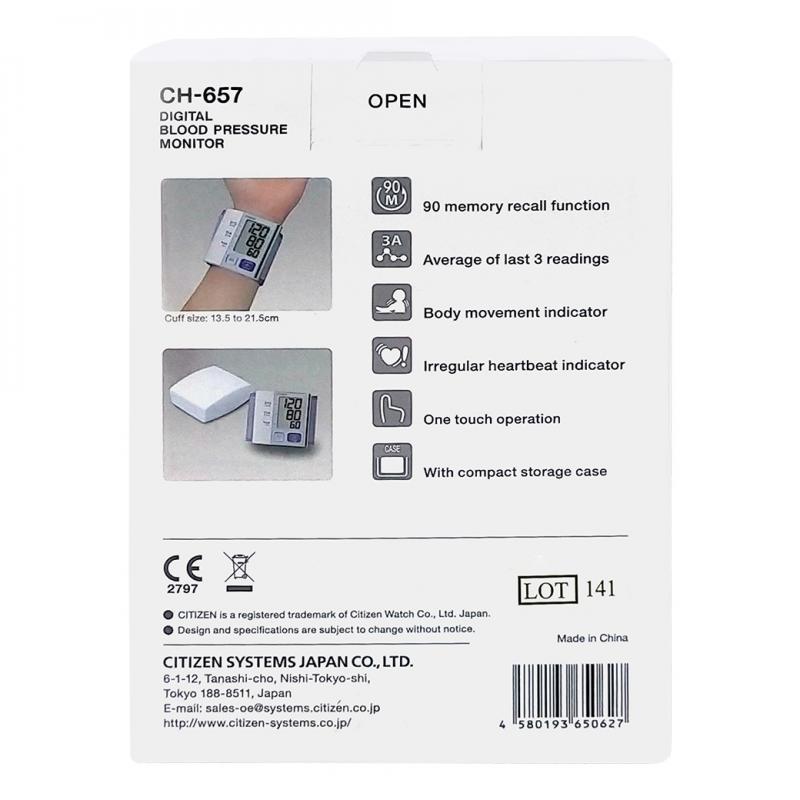 CITIZEN Wrist Blood Pressure รุ่น CH-657. ซิติเซน เครื่องวัดความดันแบบข้อมือ