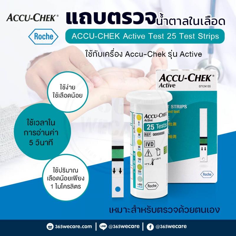 ACCU-CHEK Active Test 25 ชิ้น. แอคคิว เช็ค แผ่นตรวจน้ำตาล