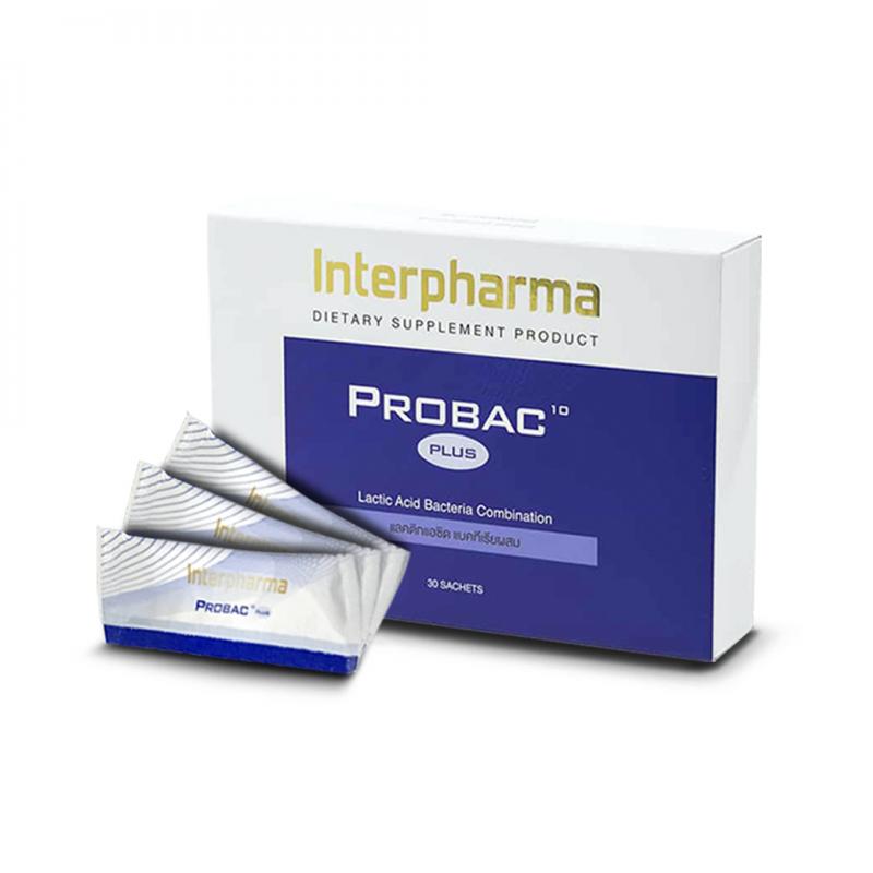 INTERPHARMA PROBAC 10plus Probiotic 60g. อินเตอร์ฟาร์มา โปแบค เท็นพลัช โปรไบโอติก 60กรัม