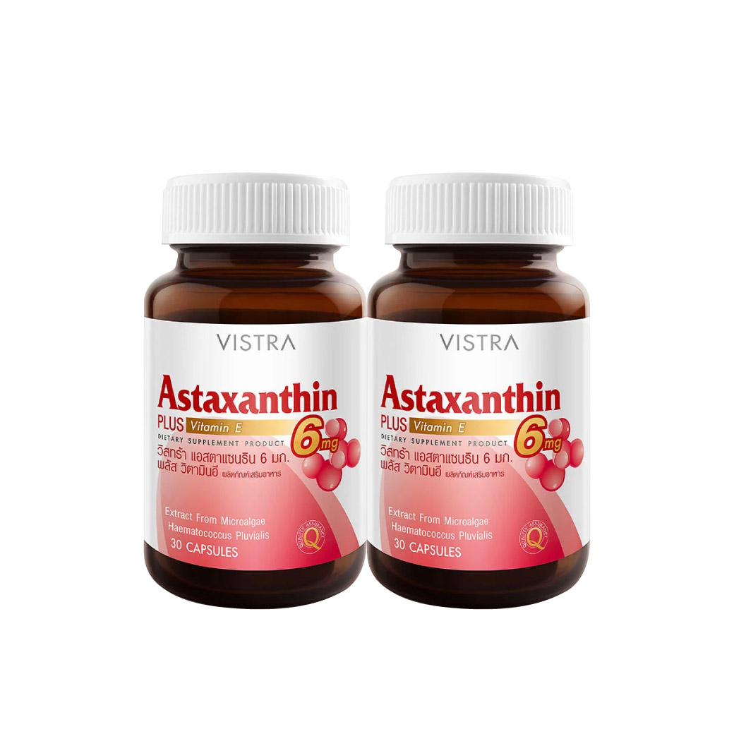 VISTRA Astaxanthin 6 mg 30+30เม็ด. วิสทร้า แอสตาแซนธิน