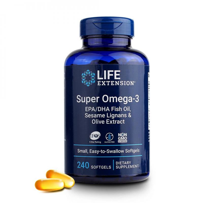 Life Extension Omega-3 EPA/DHA Fish Oil,Sesame&Olive Extract 240แคปซูล