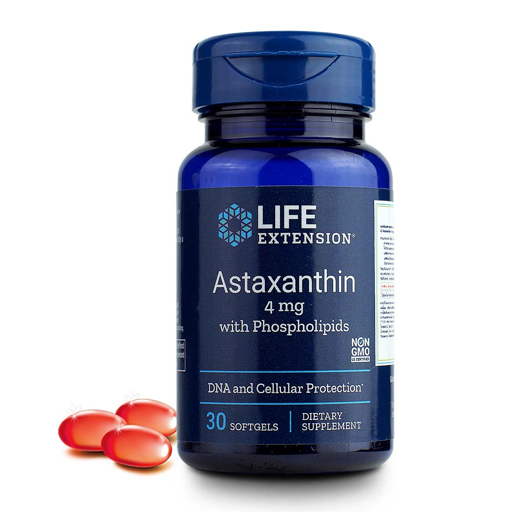 Life Extension Astaxanthin 4mg. 30แคปซูล. ไลฟ์ เอ็กเทนชั่น