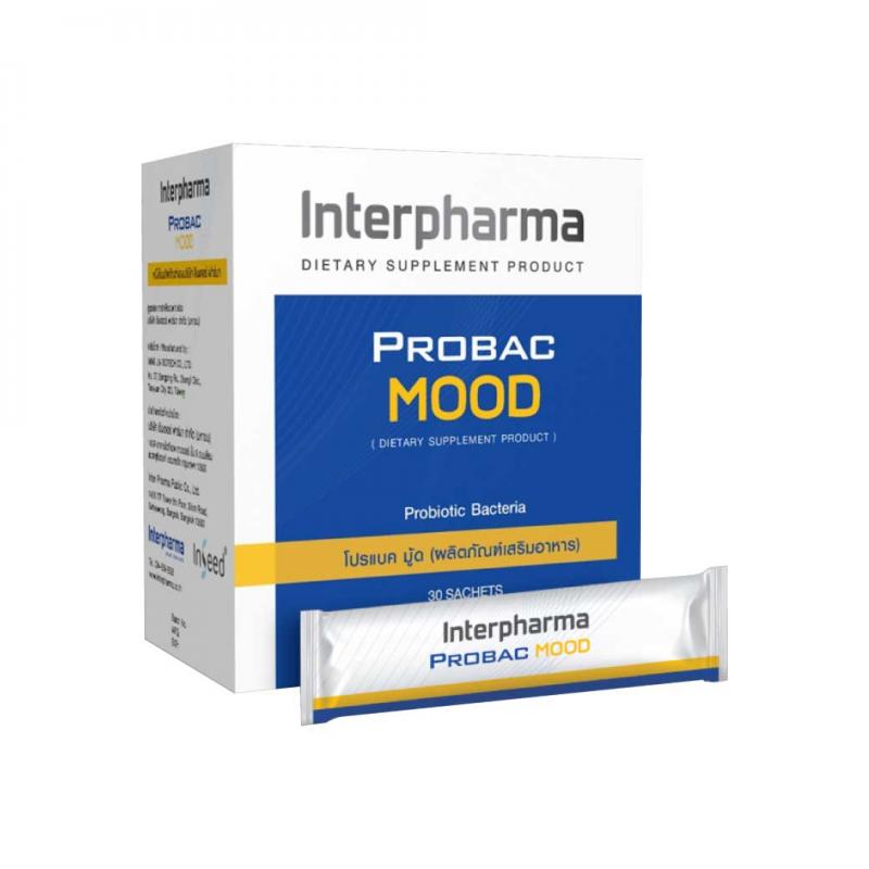 Interpharma Probac Mood 30sachets. อินเตอร์ฟาร์มา โปรแบค มู้ด 30ซอง