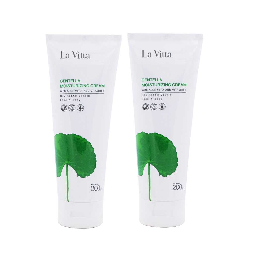 La Vitta Centella Moisturizing Cream With Aloe Vera And Vitamin E 200g. ลา วิตต้า เซนเทลล่า มอยเจอร์ไรซิ่ง ครีม วิท อโล เวร่า แอนด์ วิตามิน อี