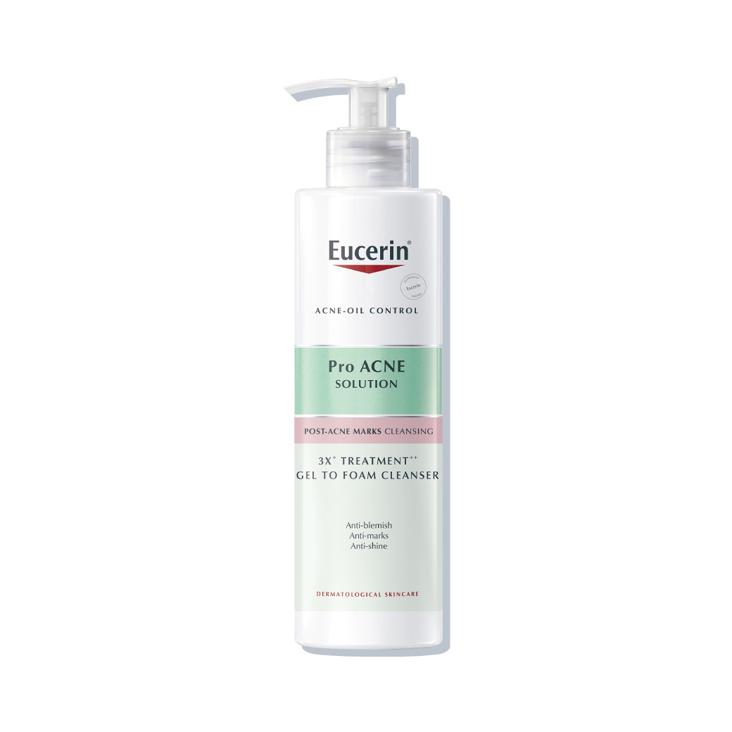 EUCERIN Pro Acne Solution 3x Treatment Gel To Foam Cleanser 400ml. ยูเซอริน โปร แอคเน่ โซลูชั่น 3X ทรีทเมนท์ เจล ทู โฟม คลีนเซอร์